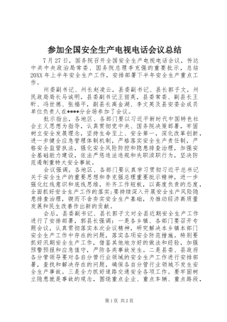 2024年参加全国安全生产电视电话会议总结