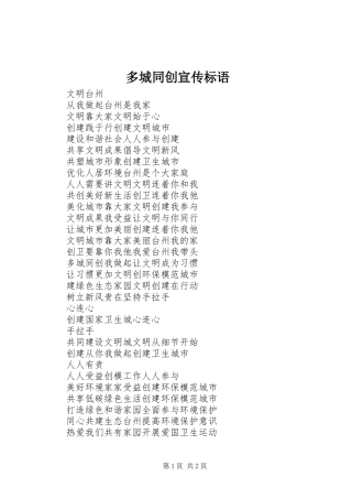 2024年多城同创宣传标语