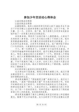 2024年参加少年宫活动心得体会