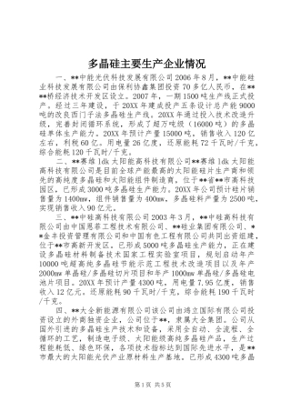 2024年多晶硅主要生产企业情况