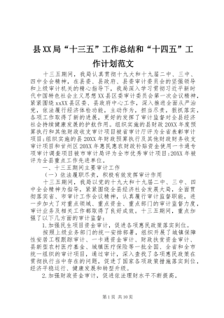 2024年县局十三五工作总结和十四五工作计划范文