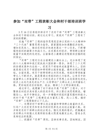 2024年参加双带工程表彰大会和村干部培训班学习