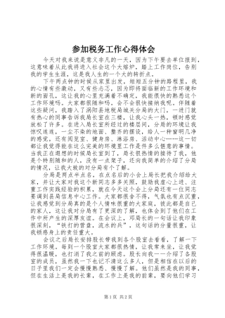 2024年参加税务工作心得体会