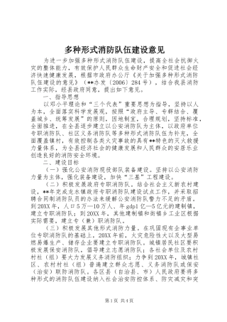 2024年多种形式消防队伍建设意见