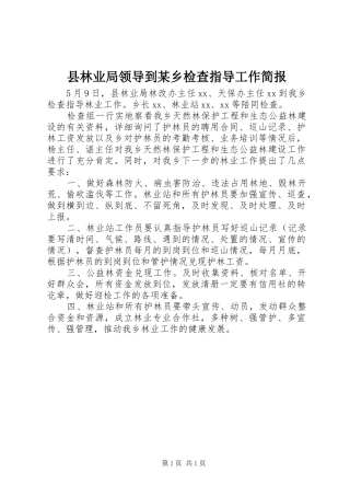 2024年县林业局领导到乡检查指导工作简报