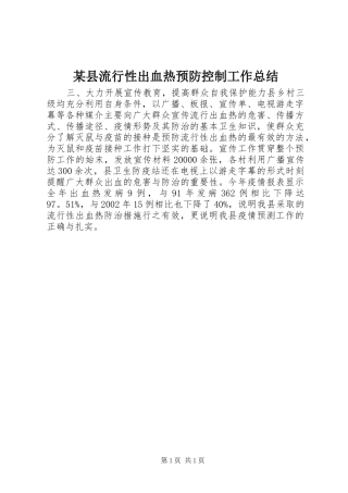 2024年县流行性出血热预防控制工作总结