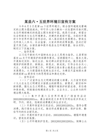 2024年县六·五世界环境日宣传方案