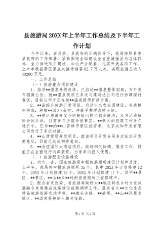 2024年县旅游局上半年工作总结及下半年工作计划