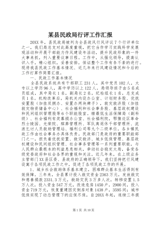 2024年县民政局行评工作汇报