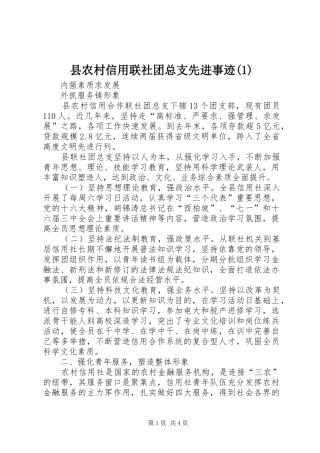 2024年县农村信用联社团总支先进事迹