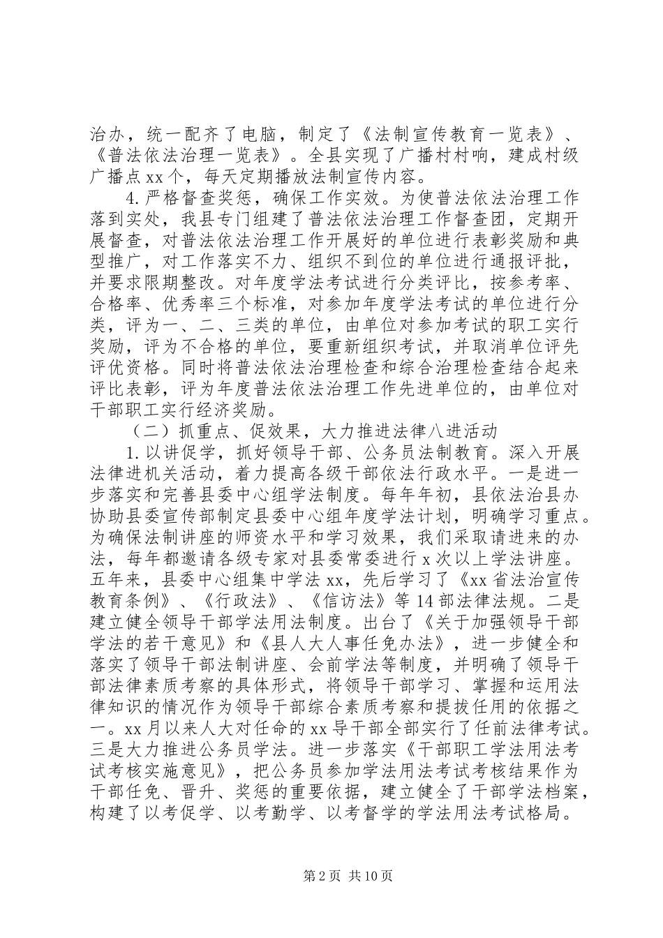 2024年县七五普法依法治理工作总结报告_第2页
