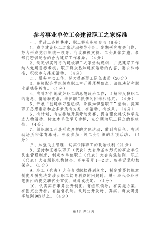 2024年参考事业单位工会建设职工之家标准