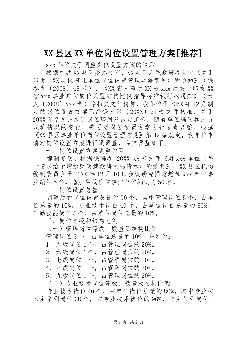 2024年县区单位岗位设置管理方案推荐_第1页
