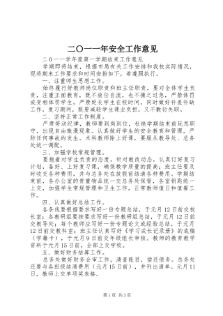 2024年二〇一一年安全工作意见