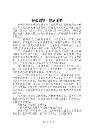 2024年参选领导干部承诺书