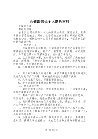 2024年仓储部部长个人剖析材料