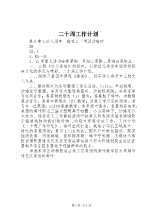 2024年二十周工作计划
