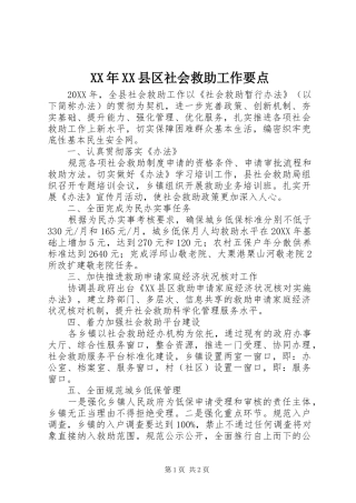 2024年县区社会救助工作要点