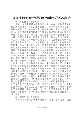 2024年二四年环保专项整治行动情况的总结报告