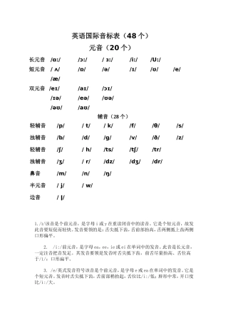 国际音标及其例子