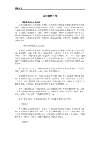国际营销自然环境