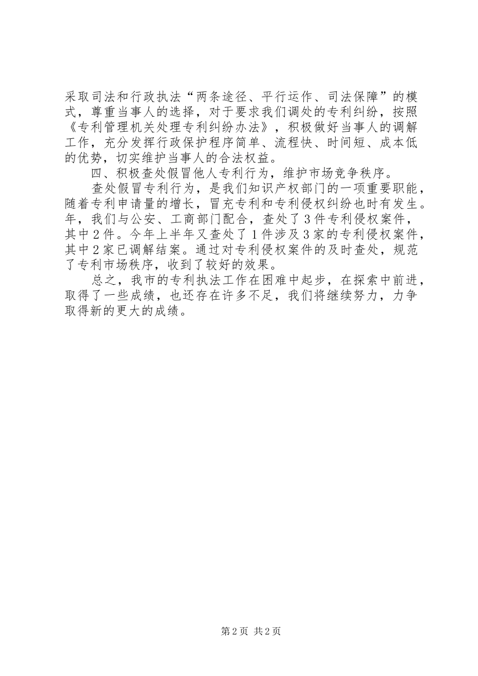 2024年产权局专利执法工作小结_第2页