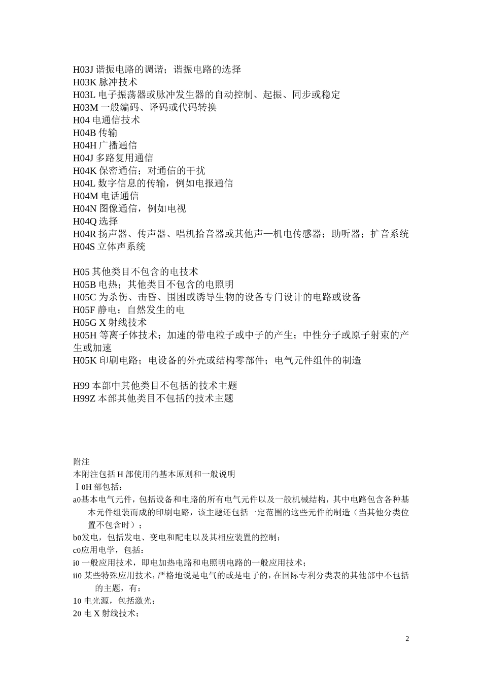 国际专利分类表H电学_第2页