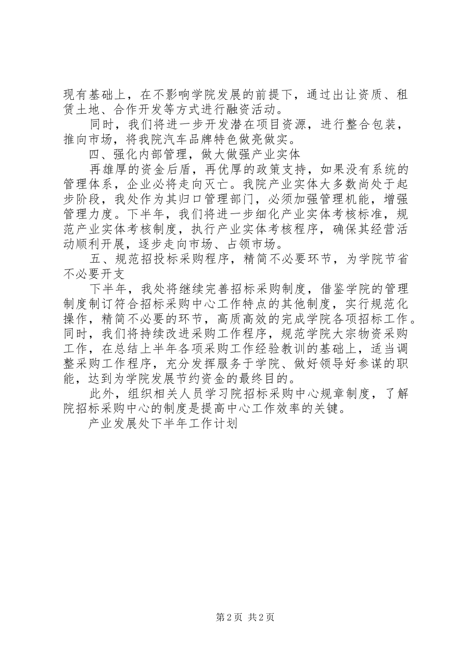 2024年产业发展处下半年工作计划_第2页