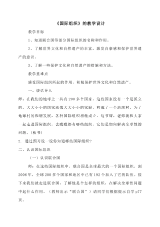 国际组织的教学设计