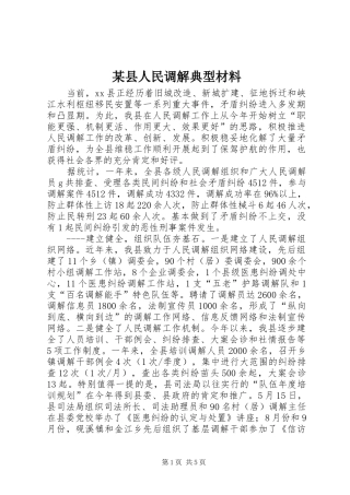 2024年县人民调解典型材料