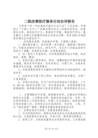 2024年二院改善医疗服务行动自评报告
