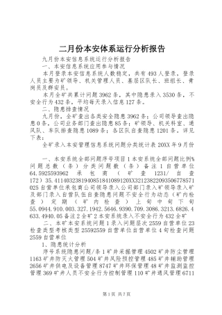 2024年二月份本安体系运行分析报告