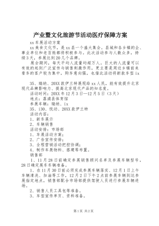 2024年产业暨文化旅游节活动医疗保障方案