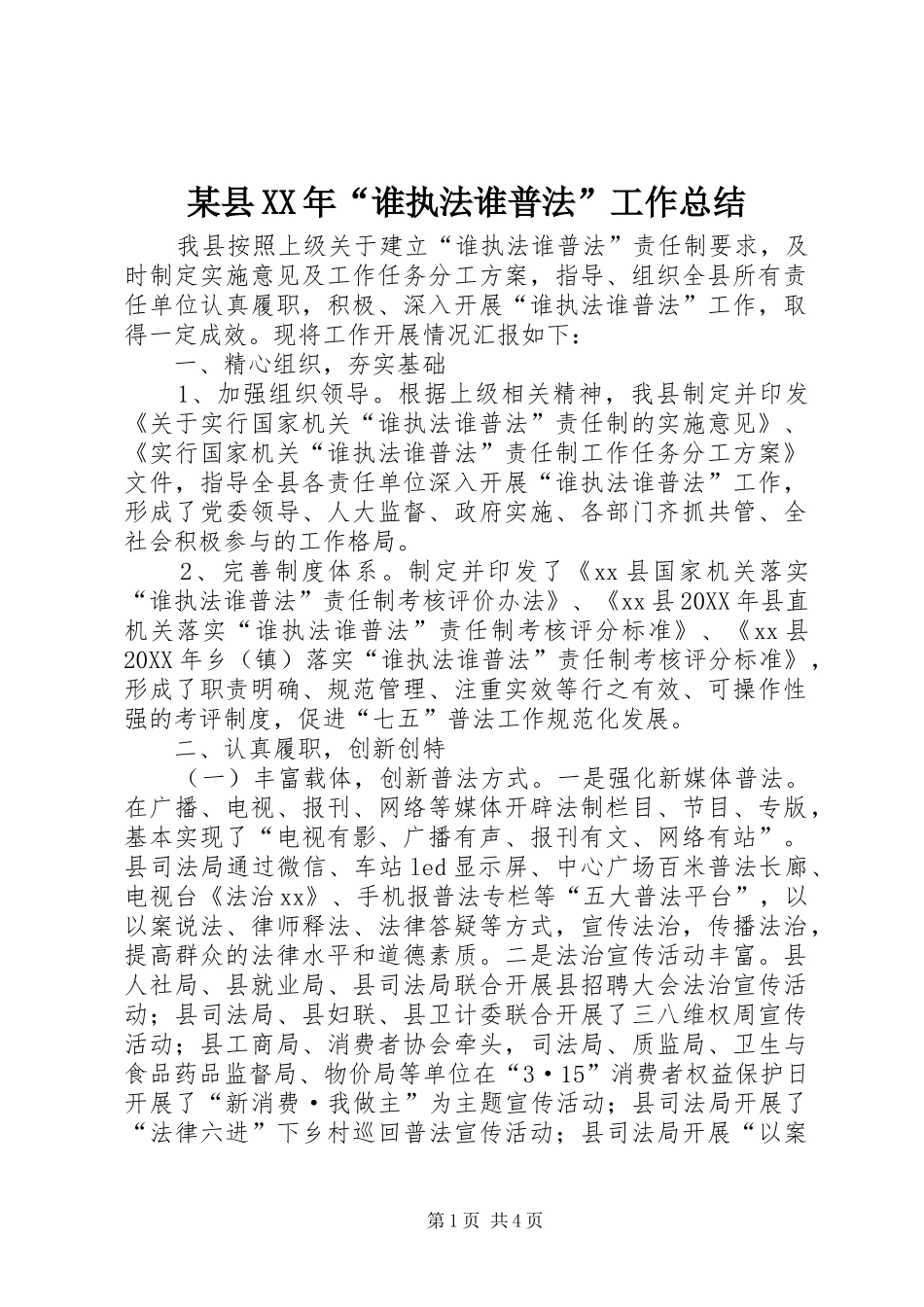 2024年县谁执法谁普法工作总结_第1页