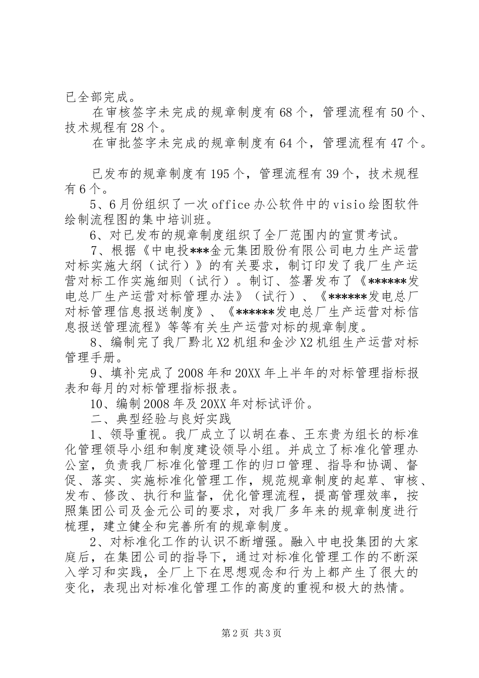 2024年发电总厂标准化管理推进年度工作总结_第2页