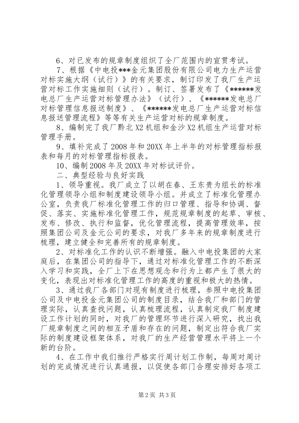 2024年发电总厂标准化管理推进年工作总结_第2页
