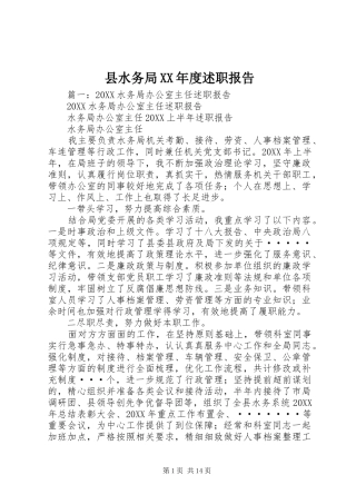 2024年县水务局年度述职报告