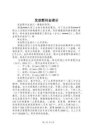 2024年发放慰问金请示