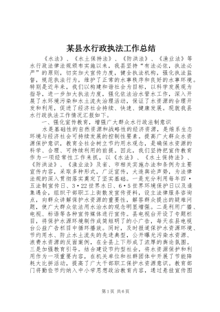 2024年县水行政执法工作总结