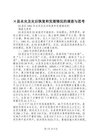 2024年县水灾及灾后恢复和发展情况的调查与思考