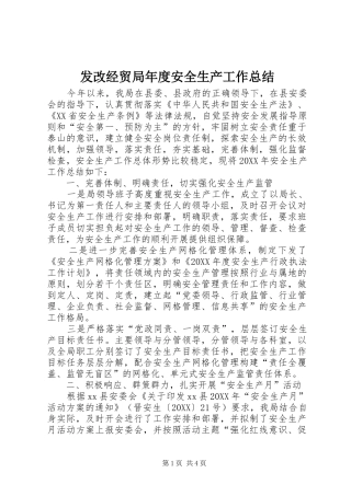 2024年发改经贸局年度安全生产工作总结