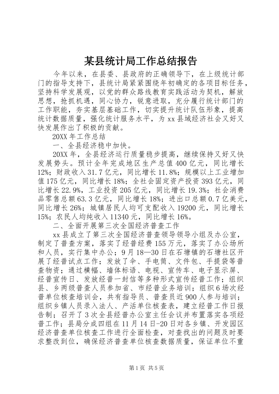2024年县统计局工作总结报告_第1页