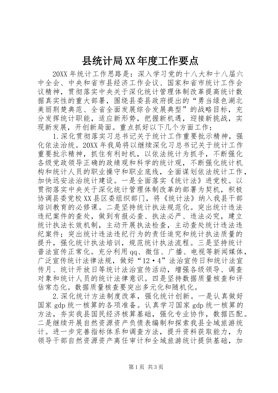 2024年县统计局年度工作要点_第1页