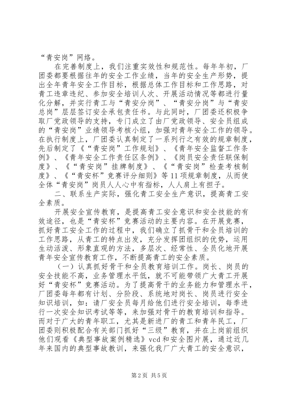 2024年厂团委青安岗工作总结_第2页