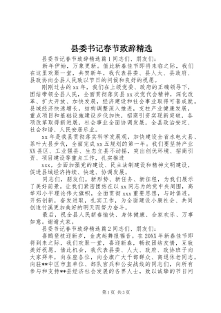 2024年县委书记春节致辞