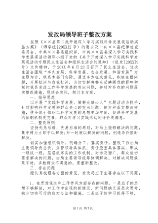 2024年发改局领导班子整改方案