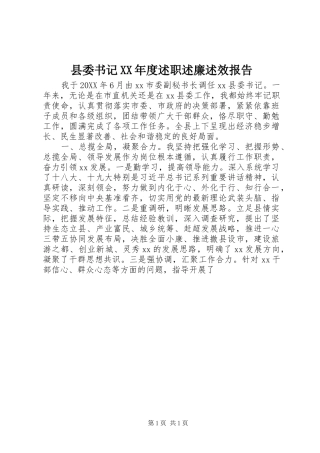 2024年县委书记年度述职述廉述效报告
