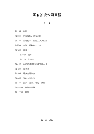 国有独资公司章程