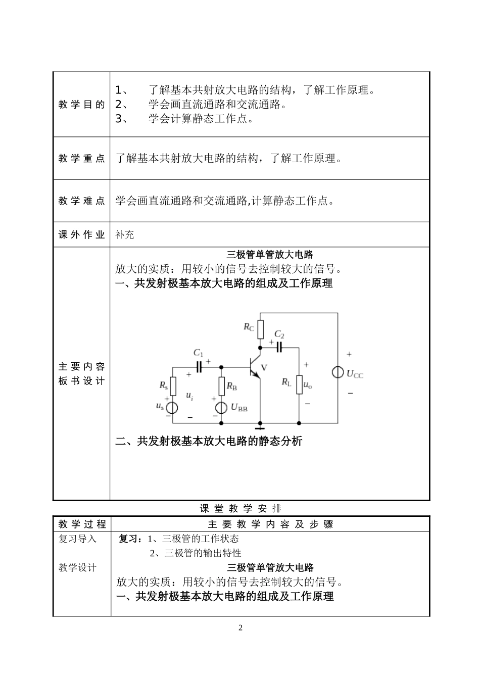 基本共射放大电路.教案_第2页