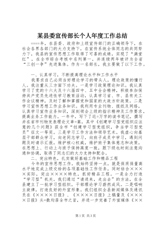 2024年县委宣传部长个人年度工作总结